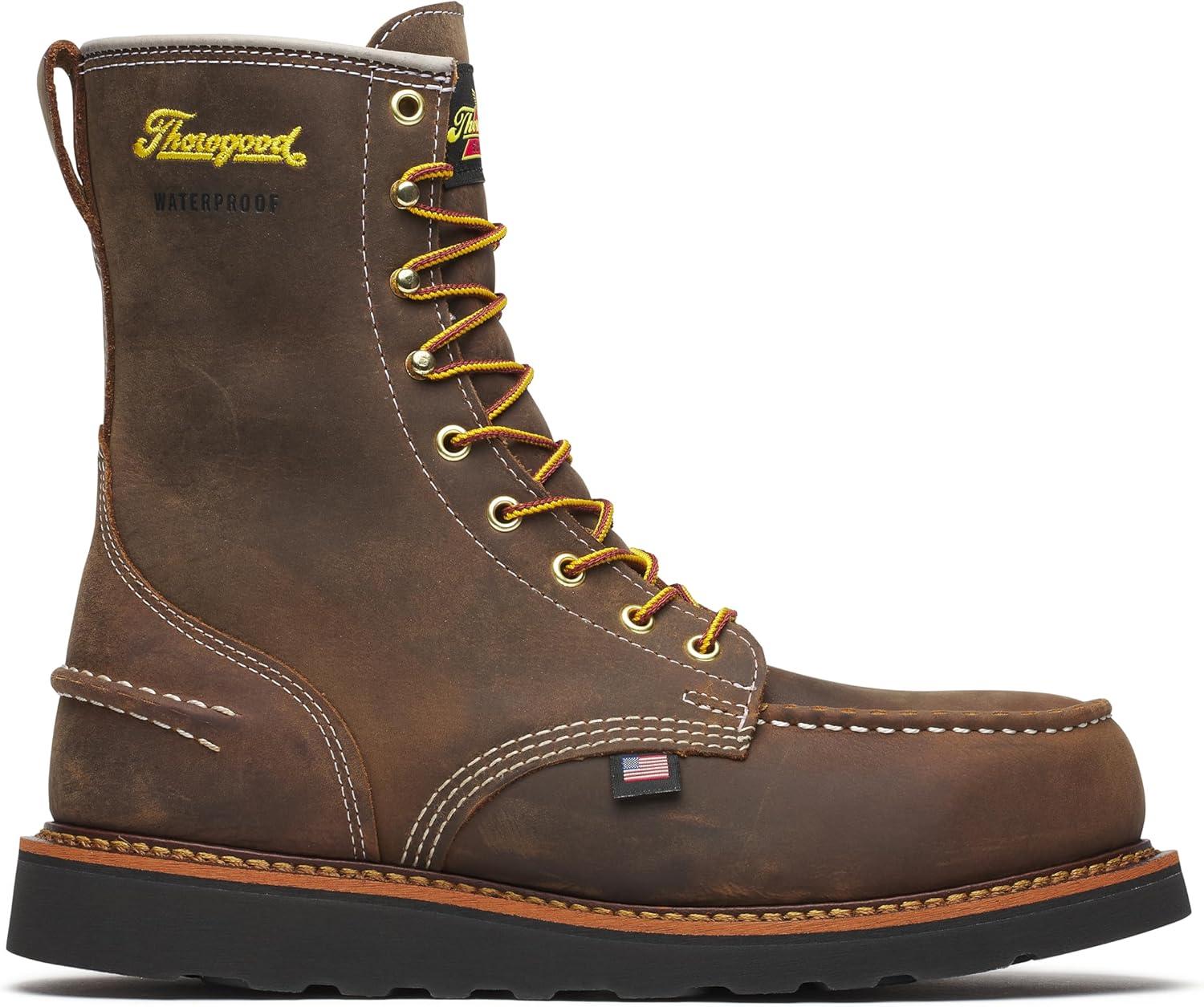 imageThorogood 1957 Series Waterproof 8quot Steel Safety Toe Durable ampamp Reliable Footwear Moc Toe Maxwear Wedge Mens Work BootsCrazy Horse