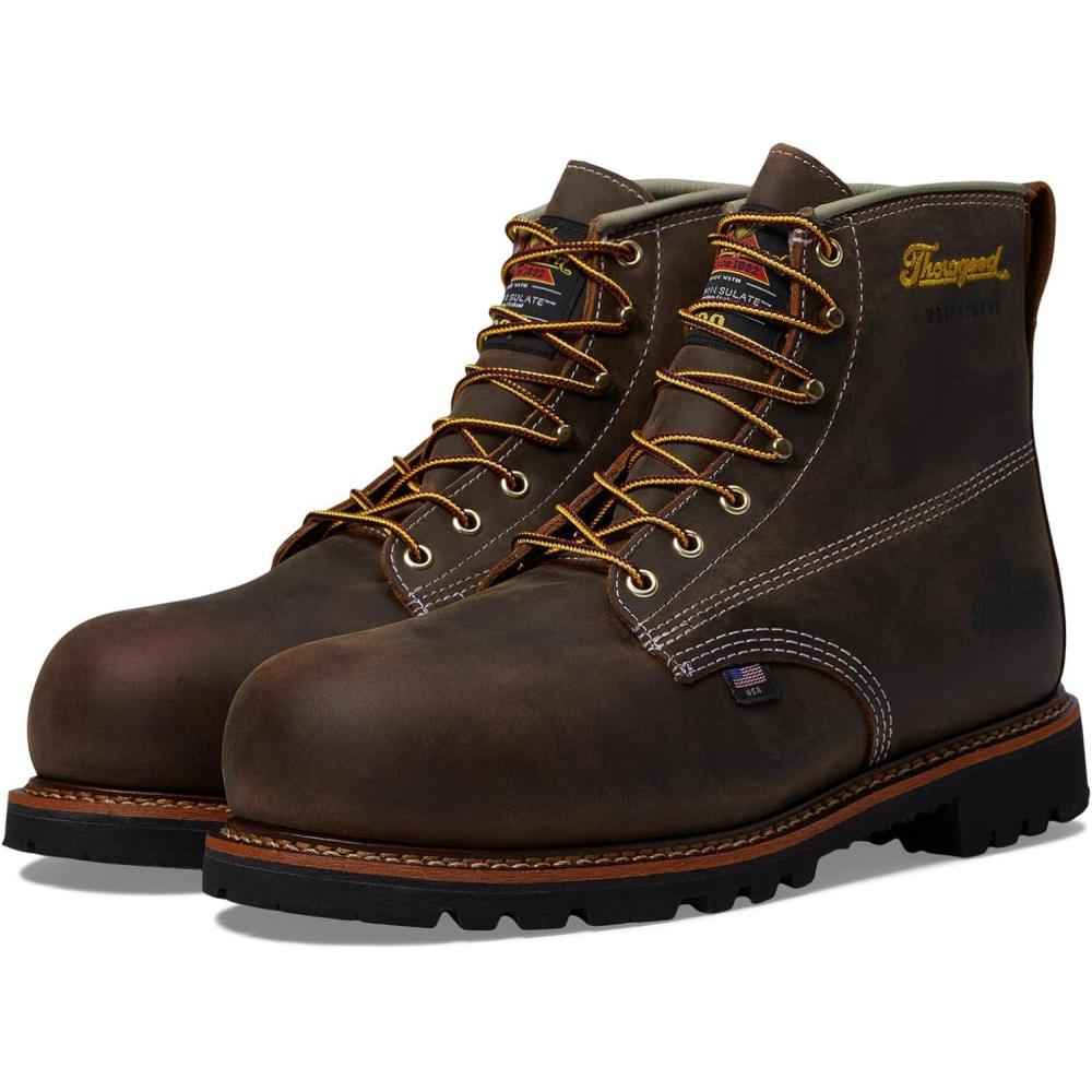 imageThorogood American Heritage 6 Leather Waterproof Insulated Work Shoes for Men with Composite Shank Nano Safety Toe Oil and SlipResistant OutsoleCrazy Horse